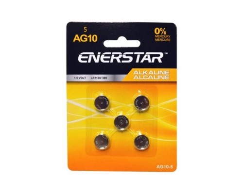 Piles bouton alcaline Enerstar AG10, paquet de 5